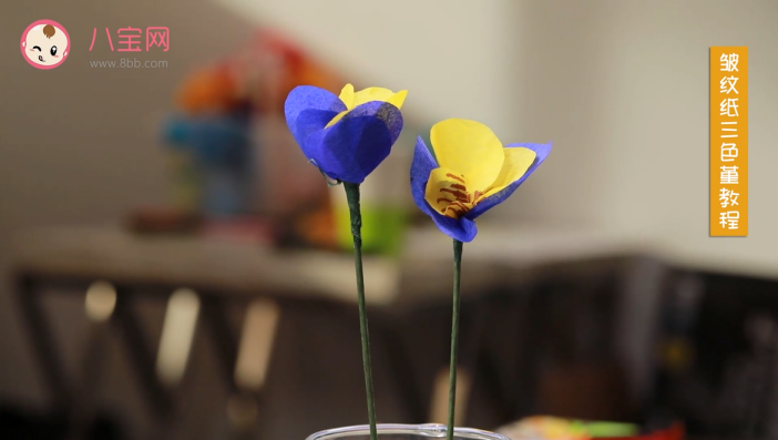 皺紋紙三色堇視頻教程 皺紋紙三色堇制作方法