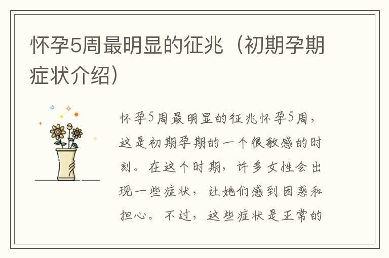 懷孕5周最明顯的征兆（初期孕期癥狀介紹）