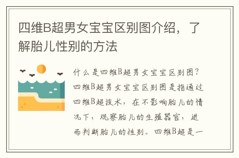 四維B超男女寶寶區別圖介紹，了解胎兒性別的方法